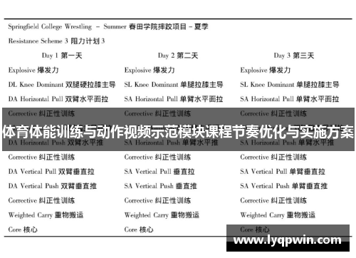体育体能训练与动作视频示范模块课程节奏优化与实施方案